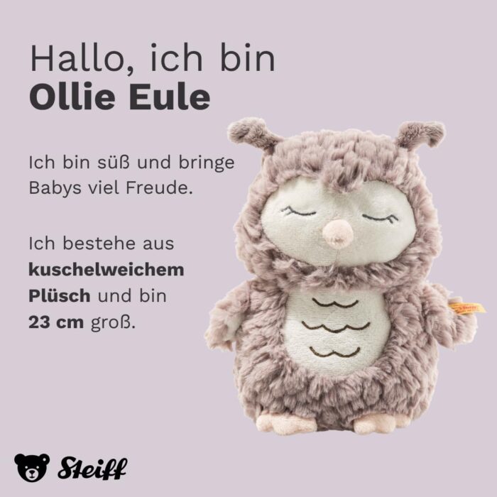 Steiff Kuscheltier Ollie Eule, Süßes Stofftier, Jungen, Mädchen & Babys ab 0 Monaten – Bild 6