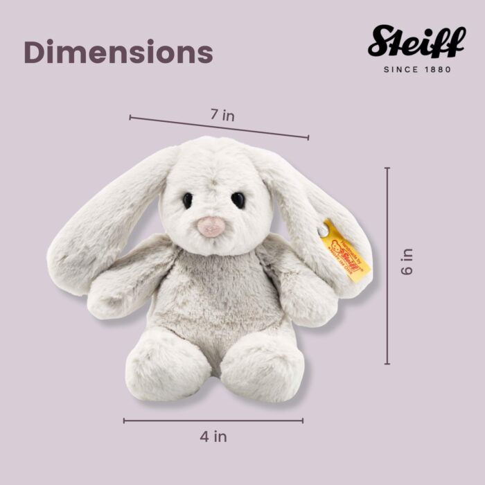 Steiff Hoppie Hase 18 cm hellgrau, Plüschtier Hase mit Schlappohren, Soft Cuddly Friends - Image 2