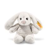 Steiff Hoppie Hase 18 cm hellgrau, Plüschtier Hase mit Schlappohren, Soft Cuddly Friends