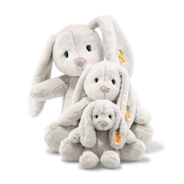 Steiff Hoppie Hase 18 cm hellgrau, Plüschtier Hase mit Schlappohren, Soft Cuddly Friends - Image 5