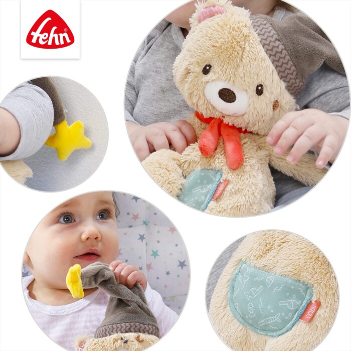 Fehn Kuscheltier Bär Bruno – Weicher Teddybär für Neugeborene - Greifen, Fühlen - Image 4