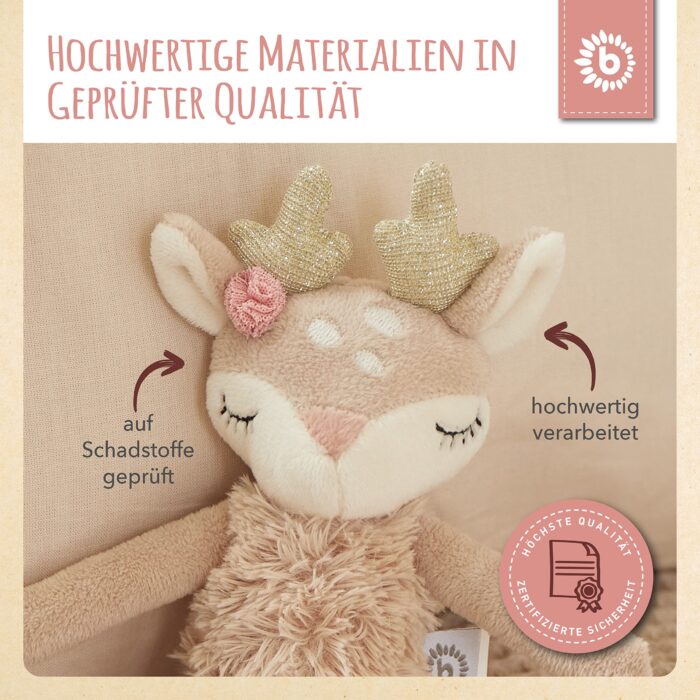 Bieco Kuscheltier Reh Ella mit Rassel | Baby Kuscheltier ab 0 Monate Plüschtier Reh rentier - Image 4